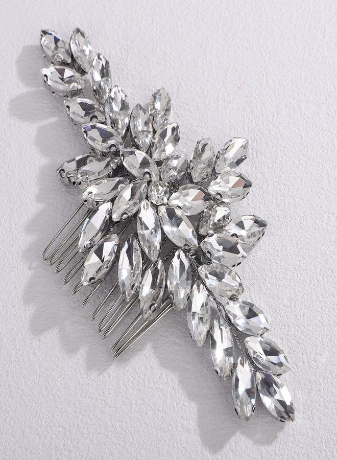 Rumtock Crystal Beads Silver Hair Comb for Wedding Brides Women Banquet Hair Accessories Vintage Gold Headpiece (Silver) - Image 4
